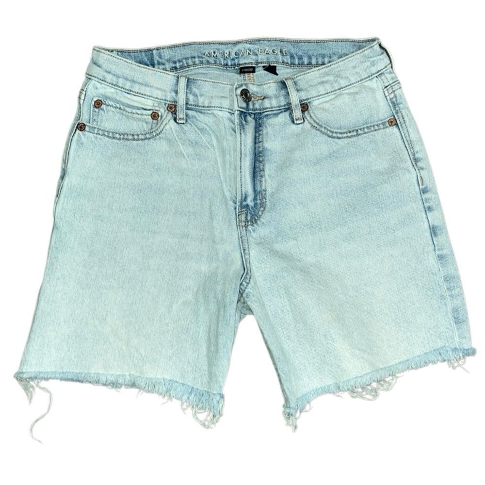 American Eagle Outfitters High-Rise Relaxed Fit Raw Hem Jean Shorts